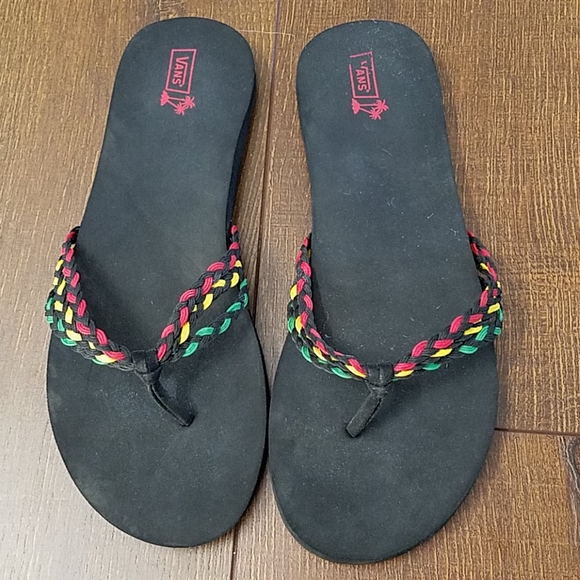 vans rasta flip flops